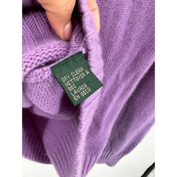Lauren Ralph Lauren Womens Small Wool Blend Mock-Neck Sweater Violet Ribbed Trim - Picture 6 of 6